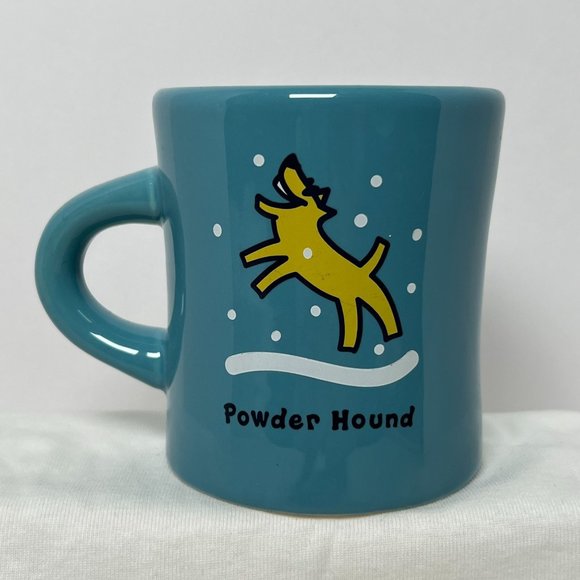Life is Good‎ Powder Hound Blue Coffee Mug Snow Dog Cup Winter - Picture 1 of 7